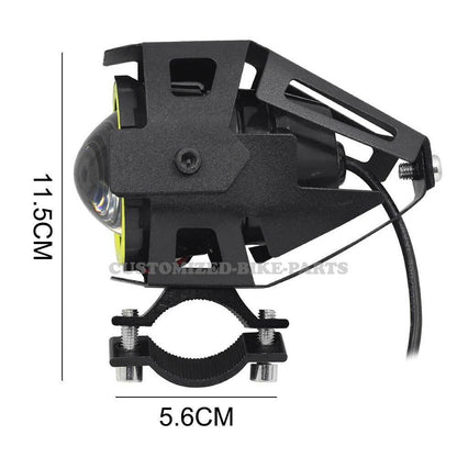 2x 125W U7 LED Motorcycle Angel Eyes Headlight Spotlight Auxiliary Lights Green