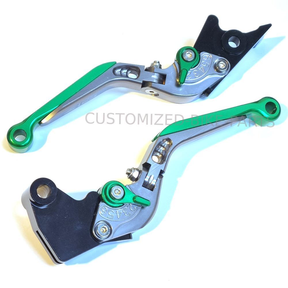 Adjustable Clutch Brake Lever Set Green/Titanium Kawasaki Ninja 125 2019-2023