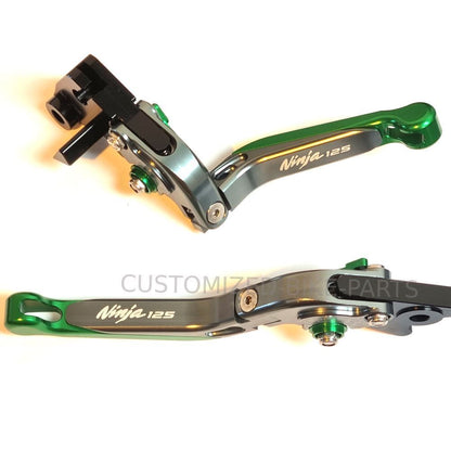 Adjustable Clutch Brake Lever Set Green/Titanium Kawasaki Ninja 125 2019-2023