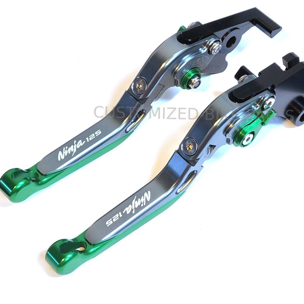 Adjustable Clutch Brake Lever Set Green/Titanium Kawasaki Ninja 125 2019-2023