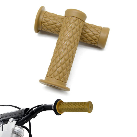 Motorcycle 7/8" 22mm Handlebar Hand Bar Grips Cafe Racer Honda Yamaha - Khaki