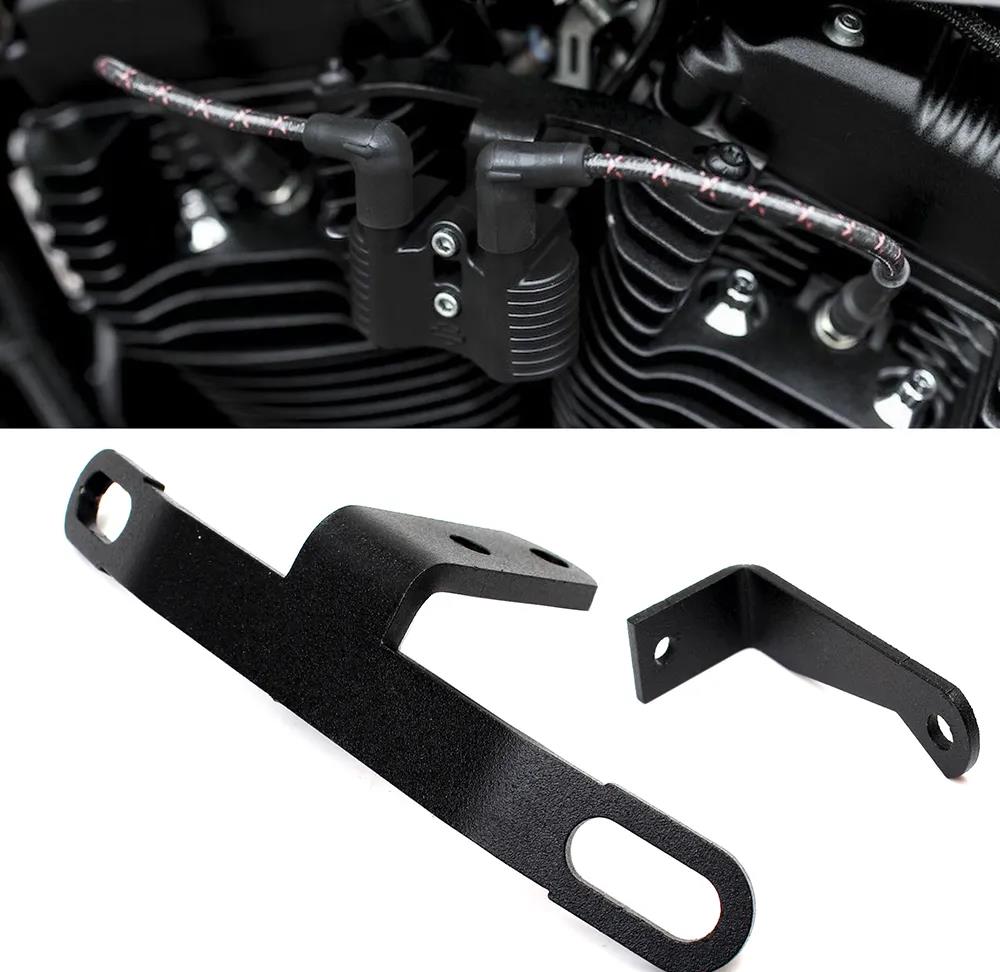 Black Coil And Ignition Key Re-location - Harley Sportster Iron 883 1200 XL