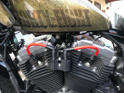 Black Coil And Ignition Key Re-location - Harley Sportster Iron 883 1200 XL