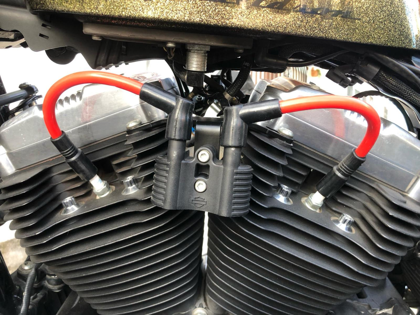 Black Coil And Ignition Key Re-location - Harley Sportster Iron 883 1200 XL